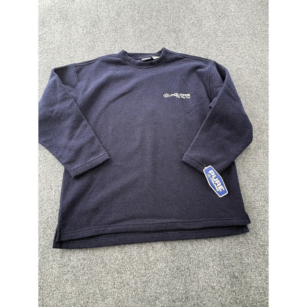 Vintage Pure Polaris Sweatshirt Mens Medium Navy Blue Fleece Pullover Logo 2001
